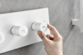 White 4 Function Knobs Waterfall And Rainfall Shower System With Handheld Shower White Black Brass Brass