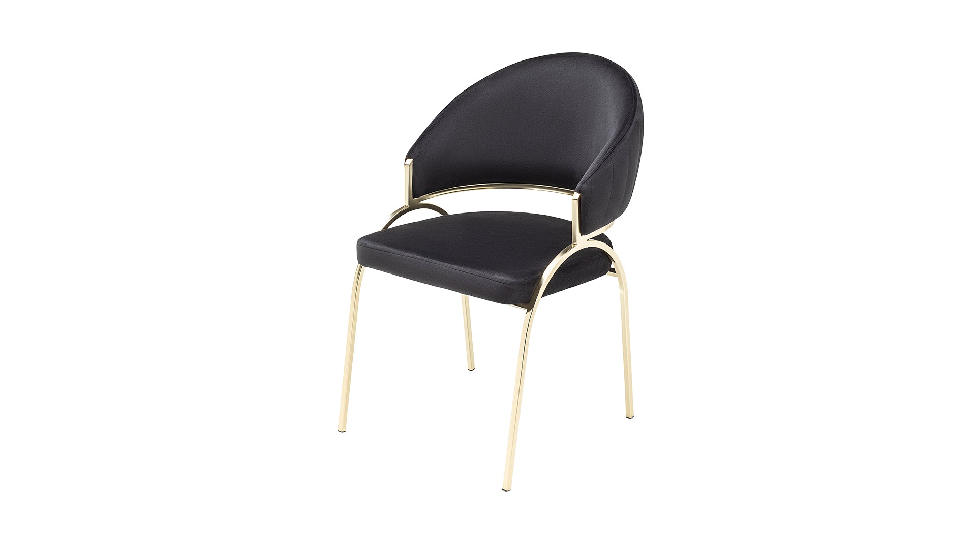 Ruby Modern & Contemporary Style Chair Made With Metal & Gold Legs In Black Color Black Primary Living Space Contemporary Plush Metal