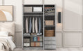 2 Doors Wooden Wardrobe Storage For Bedroom, With Shelves And 3 Drawers, Gray Gray Particle Board