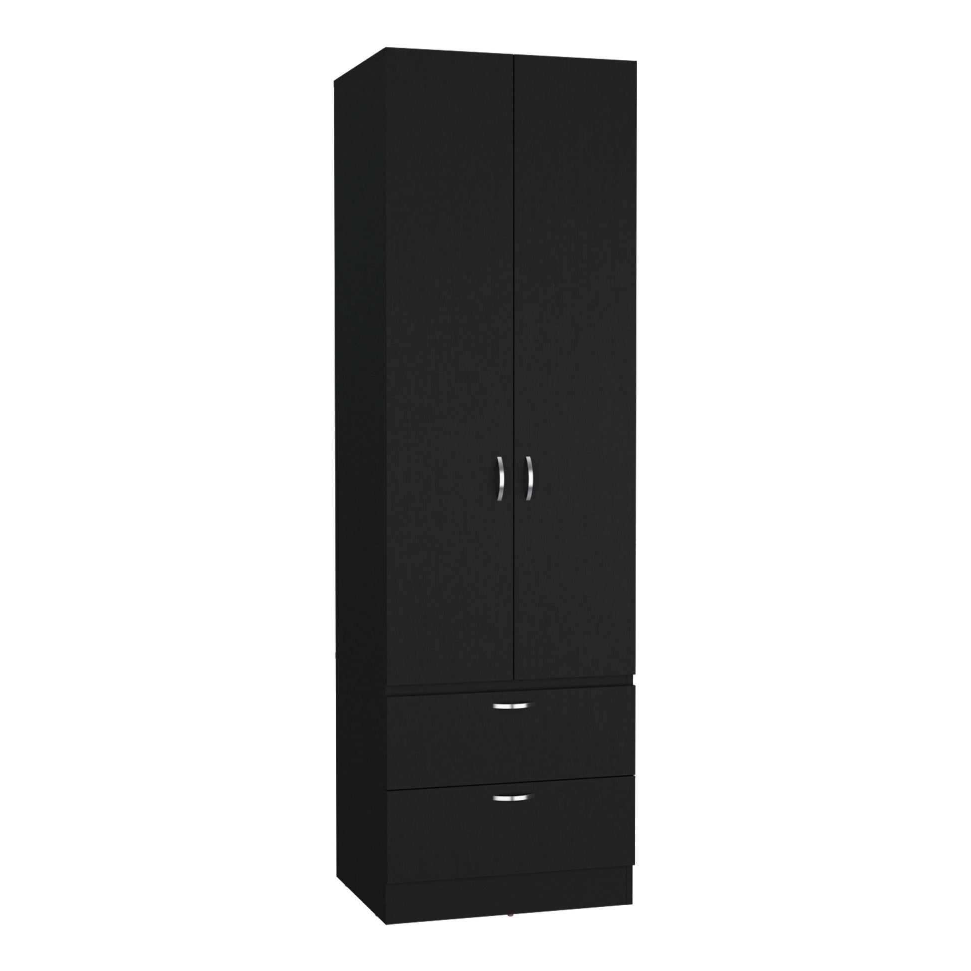 Vico 76" High Armoire Wardrove Closet With 2 Drawers, Double Door Cabinetone Shelf And Hanging Rod, Bedroom Clothes Storage Cabinet Organizer Black Bedroom Modern Particle Board Engineered Wood