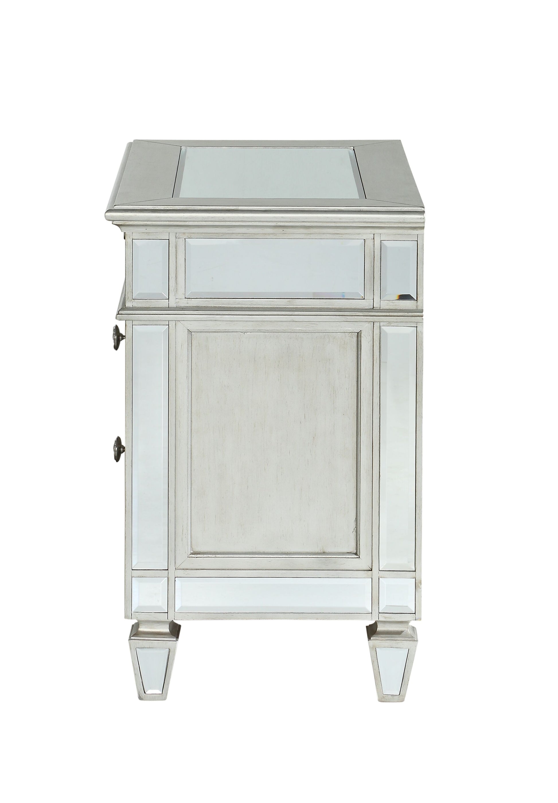 Varian Mirrored Nightstand Silver Mirror,Synthetic Wood