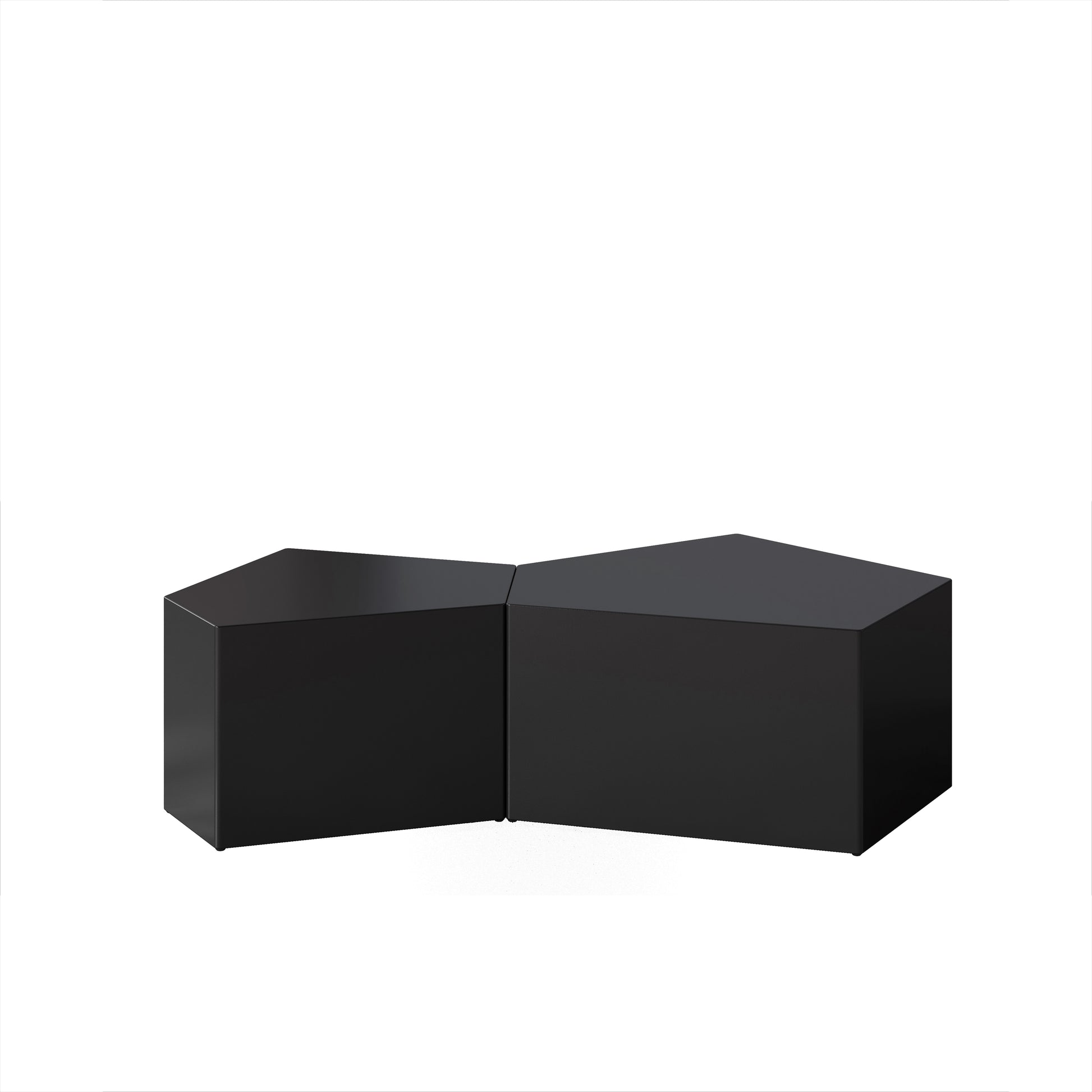 Irregular Pentagon Nesting Coffee Table Set, Geometric Coffee Table Set, Side Table Set, Cocktail Table Set, Center Table Set For Living Room, Bedroom, Black Set Of 2 Pieces Black Mdf