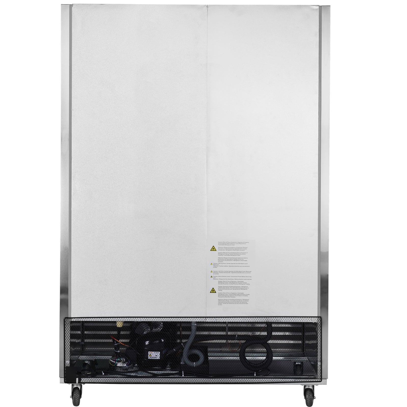 54"W Commercial Freezer 2 Section 2 Solid Door Stainless Steel Interior And Exterior Construction Reach In Freezer 42.2 Cu.Ft. Upright Fan Cooling Freezer For Restaurants And Commercial Environments