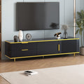 Modern Tv Stand For 65 Inch Tv, Entertainment Center Tv Media Console Table,With 2 Drawers And 2 Cabinets, Tv Console Cabinet Furniture For Living Room Black 70 79 Inches Particle Board