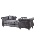 81 Inch Chenille Face To Face Chaise Lounge With Two Pillows,Nailhead Trim,Button Tufted Design And Rolled Arms For Lounge, Living Room And Office Grey Chenille 1 Seat