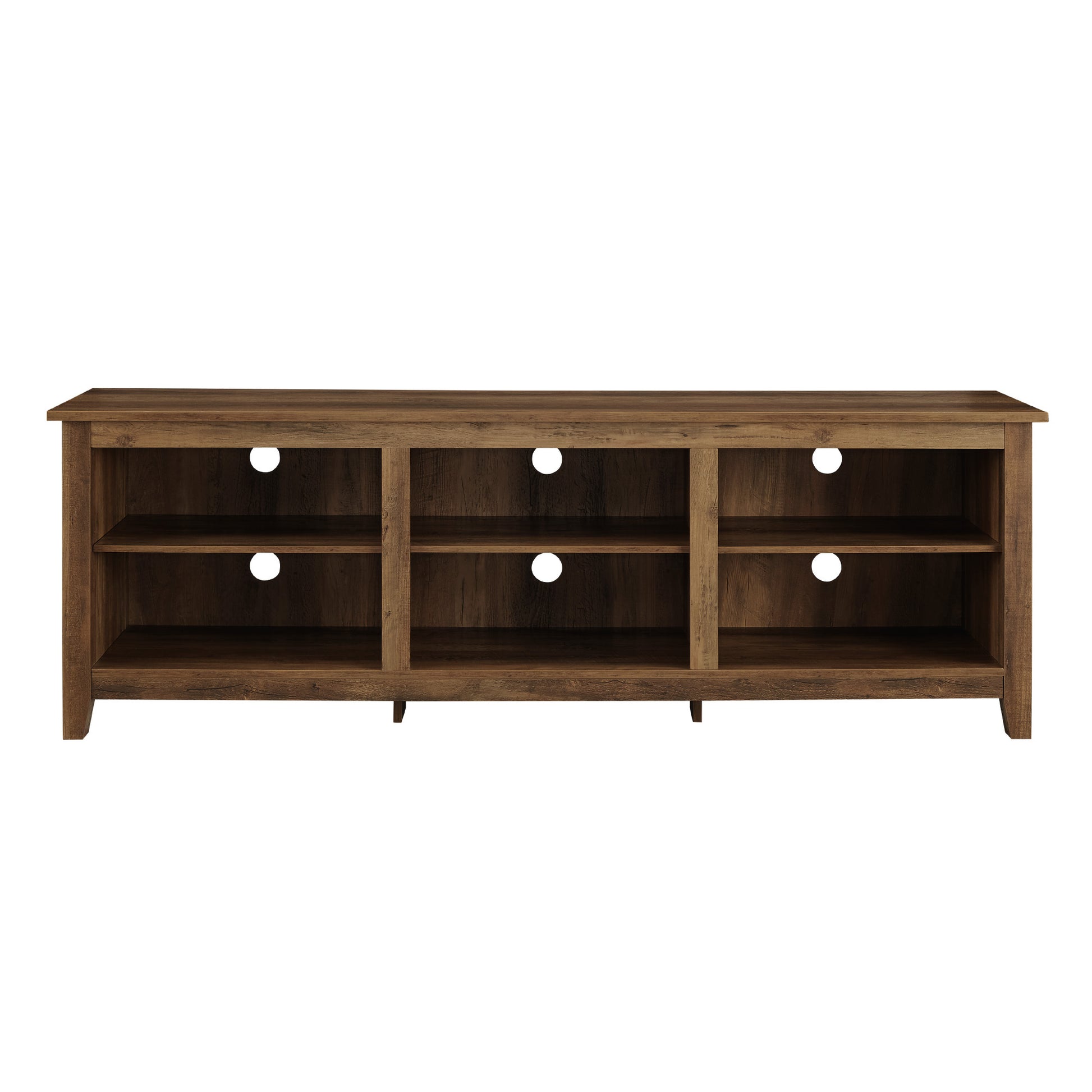 Modern Transitional 3 Shelf Open Storage 70" Tv Stand For 80" Tvs Rustic Oak Oak Mdf