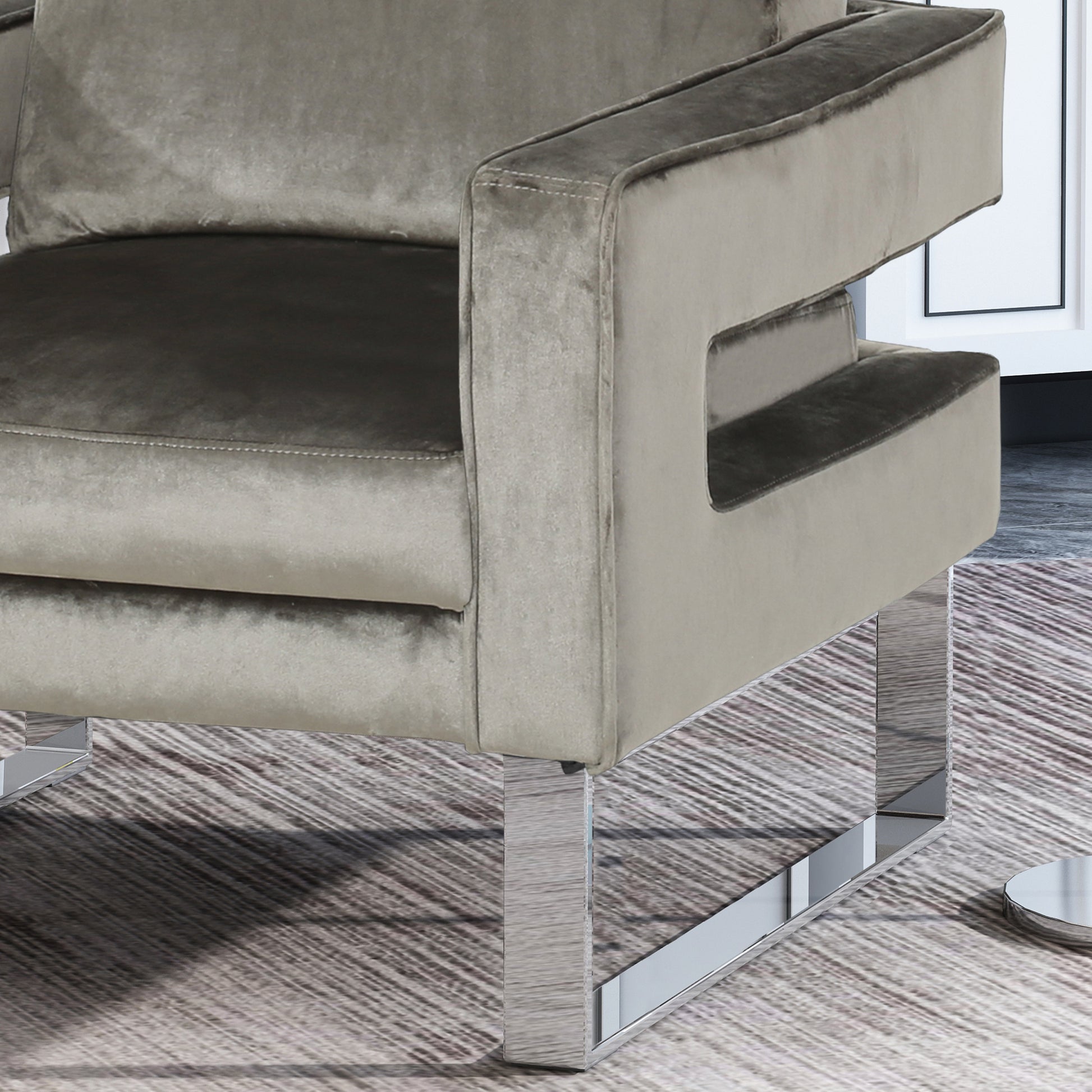 Arm Chair Grey Velvet