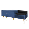 Modern Shoe Storage Bench With Hidden Storage And Upholstered Cushions For Bedside, Living Room And Entryway Navy Navy Mdf Metal