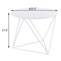 White Geometric Metal Base Accent Table White Primary Living Space Modern Round Metal Sled