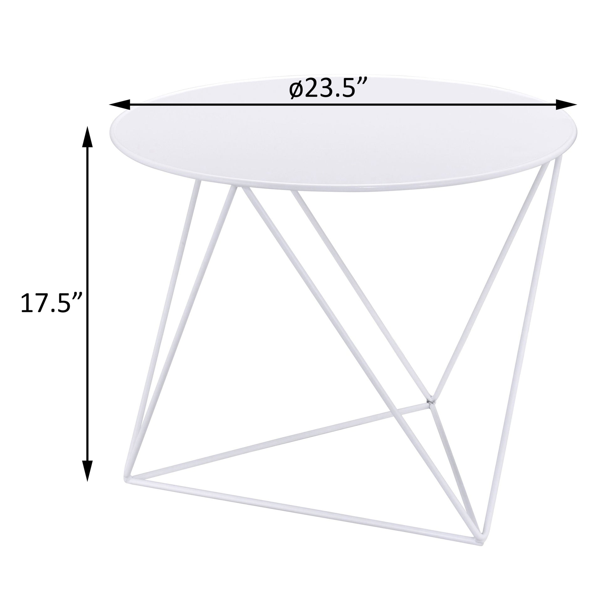 White Geometric Metal Base Accent Table White Primary Living Space Modern Round Metal Sled