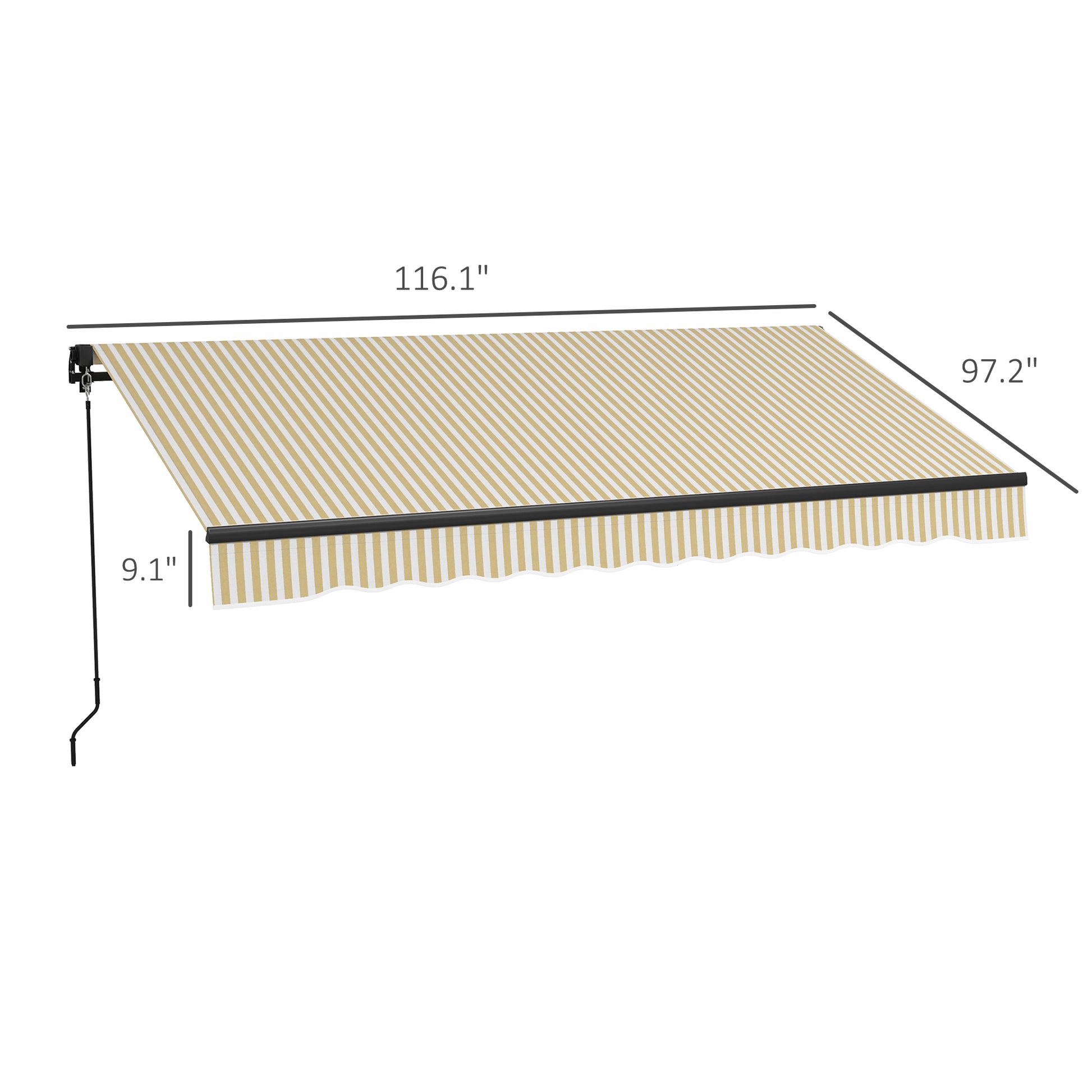 Outsunny 10' X 8' Retractable Awning, Patio Awning Sunshade Shelter With Manual Crank Handle, 280Gsm Uv Resistant Fabric And Aluminum Frame For Deck, Balcony, Yard, Beige And White Multicolor Polyester