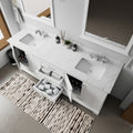 White Double Bath Vanity 80 In. W X 22 In. D White Plywood Wood