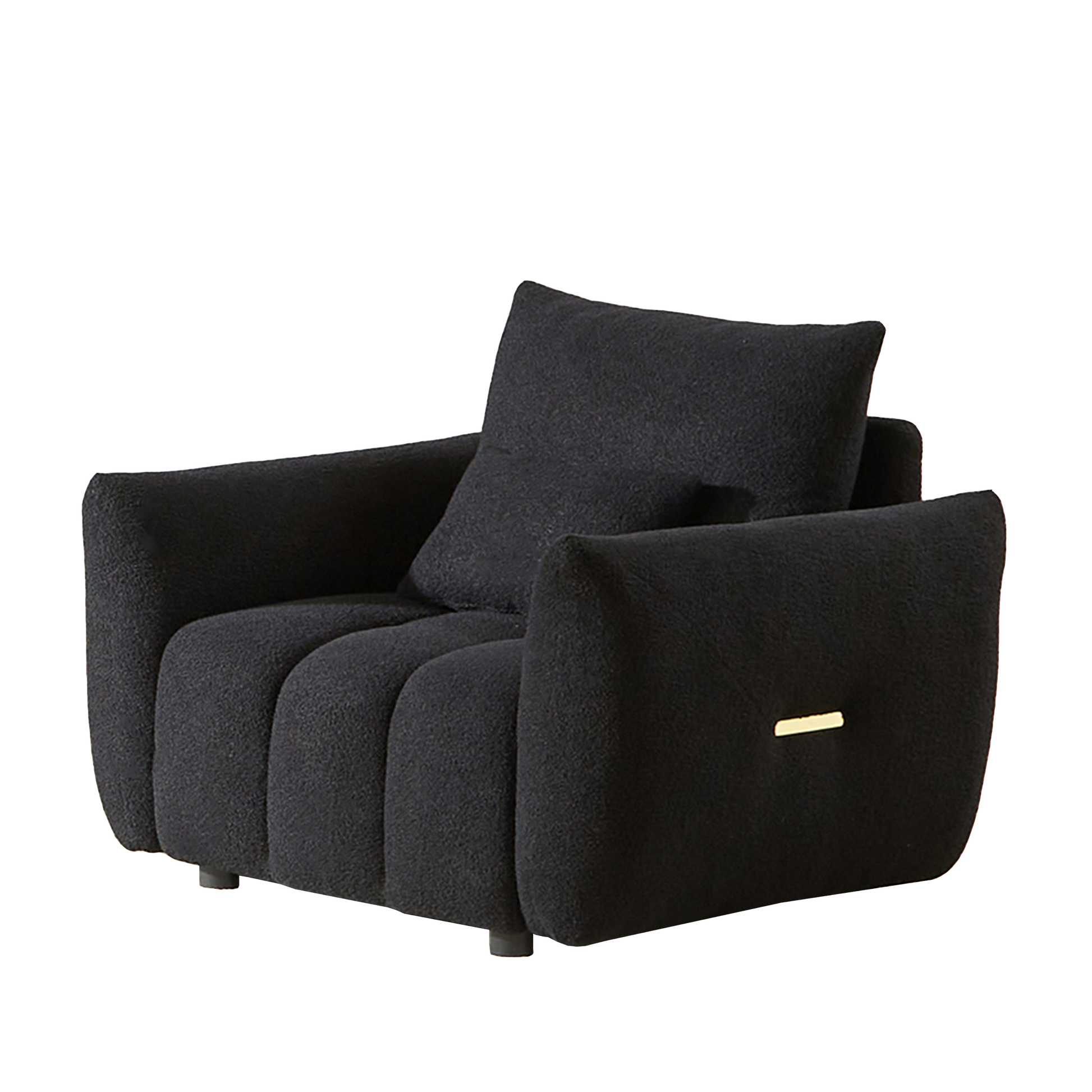 Mh39.7'' Teddy Fabric Sofa, Modern Lounge Chair For Apartment, Office, Living Room And Bedroom Black Wood Primary Living Space Pine Foam Fabric 1 Seat