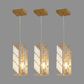 Modern Crystal Pendant Light 3 Pack, Adjustable Hanging Ceiling Lamp With Crystal Prism Design For Dining Room, Kitchen Island, And Living Room Golden Finish Golden Crystal,Iron