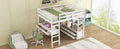 Full Size Loft Bed With Built In Desk With Two Drawers, And Storage Shelves And Drawers,White Old Sku:Gx000320Aak 1 Box Spring Not Required Full White Wood Bedroom Pine