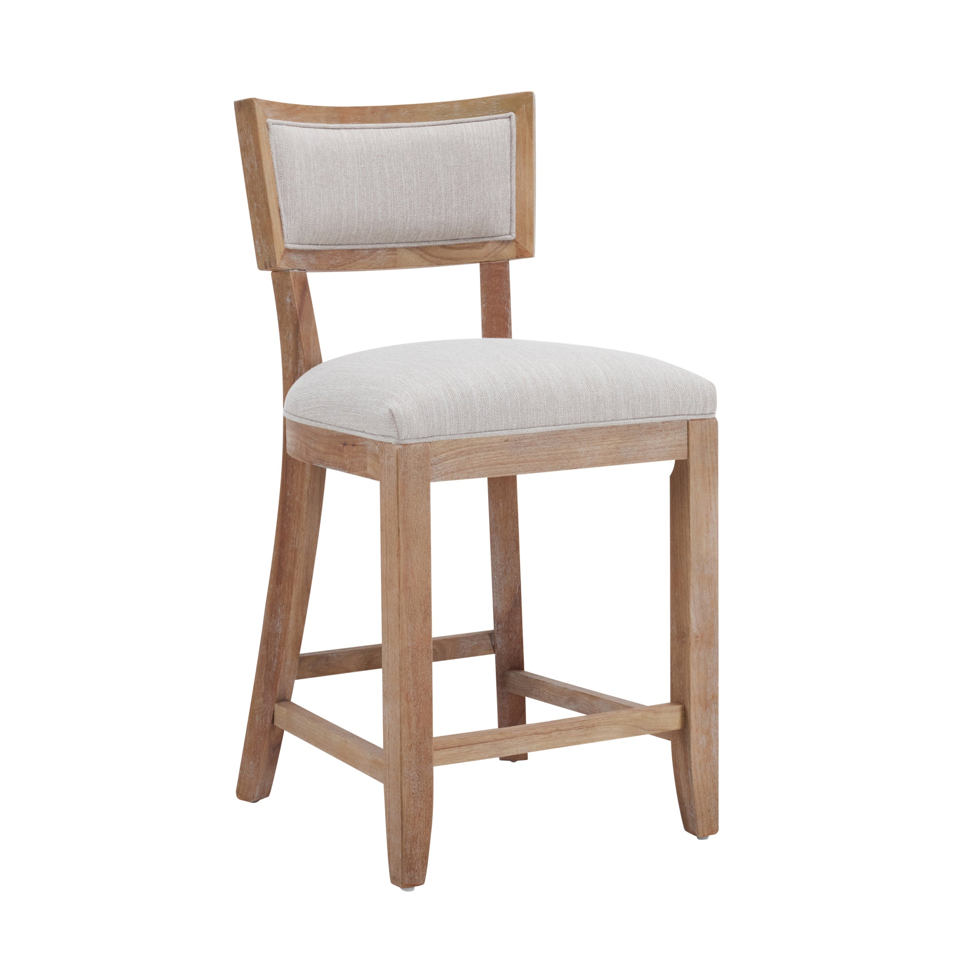 26.5" Counter Stools Set Of 2, Upholstered Counter Height Bar Stools With Comfy Back, Solid Rubber Wood Frame, Backrest, Footrest, Armless Barstools For Home Bar, Kitchen Counter, Beige & Natural Beige Natural Set Of 2 Fabric