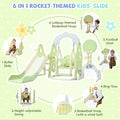 Toddler Slide And Swing Set 6 In 1, Kids Playground Climber Playset With Soccer Goal, 2 Basketball Hoops, Ring Toss Game, Indoor & Outdoor Green Cute Hdpe Indoor & Outdoor Use