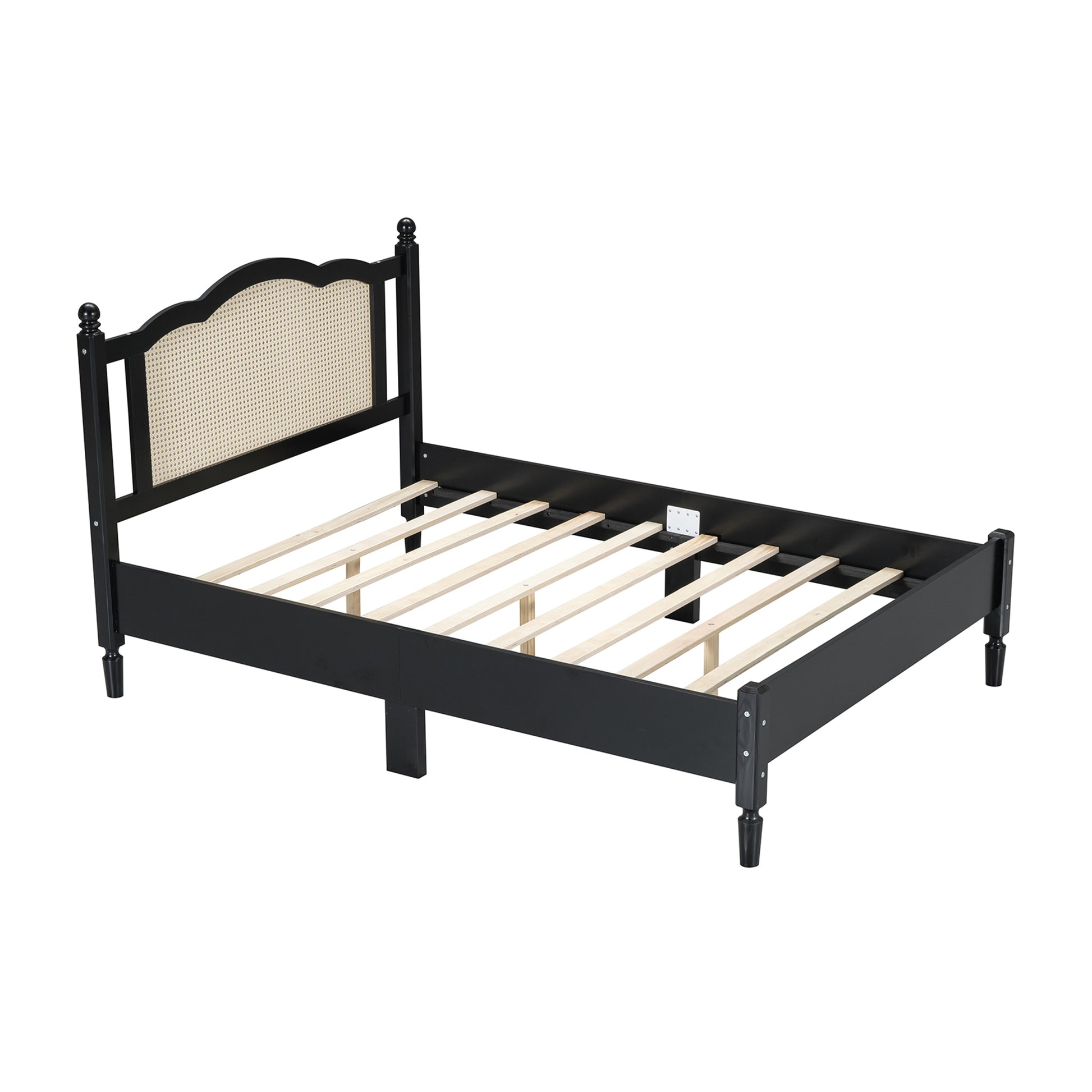 3 Pieces Bedroom Set With Full Size Wooden Bed Frame, 1 Vintage Nightstand And 1 Makeup Vanity Set With Stool,Black Expected Arrival Time: 08.23 Full Black 3 Piece Set Wood