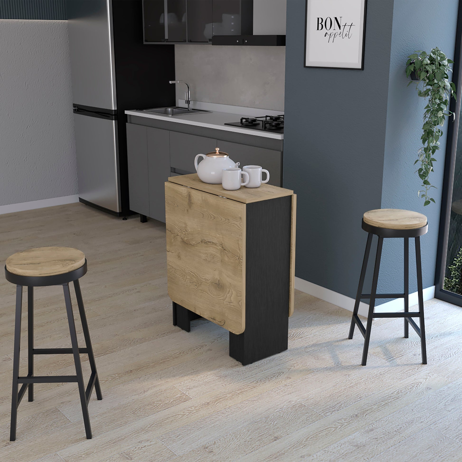 Gateleg Folding Table Space Saving With Compact Design Multicolor Folding Desk Top Dining Room Freestanding Rectangular Desk Rectangular Particle Board Engineered Wood