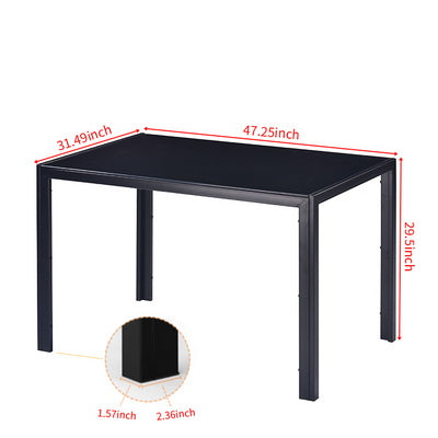 Dining Table With Metal Leg And Glass,Modern Space Saving Kitchen Table For Living Room,Black Glass Table,120X70X75Cm,Dining Table,Kitchen Table,Coffee Table Black Glass Metal
