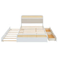 Queen Size Wooden Platform Bed With Trundle And 2 Drawers,White Queen White Solid Wood Mdf