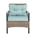 Patio Furniture, Outdoor Furniture, Seasonal Pe Wicker Furniture, Four Set Wicker Furniture With Black Metal Table Yes Brown Seats 4 Pe Rattan Iron Waterproof Fabric