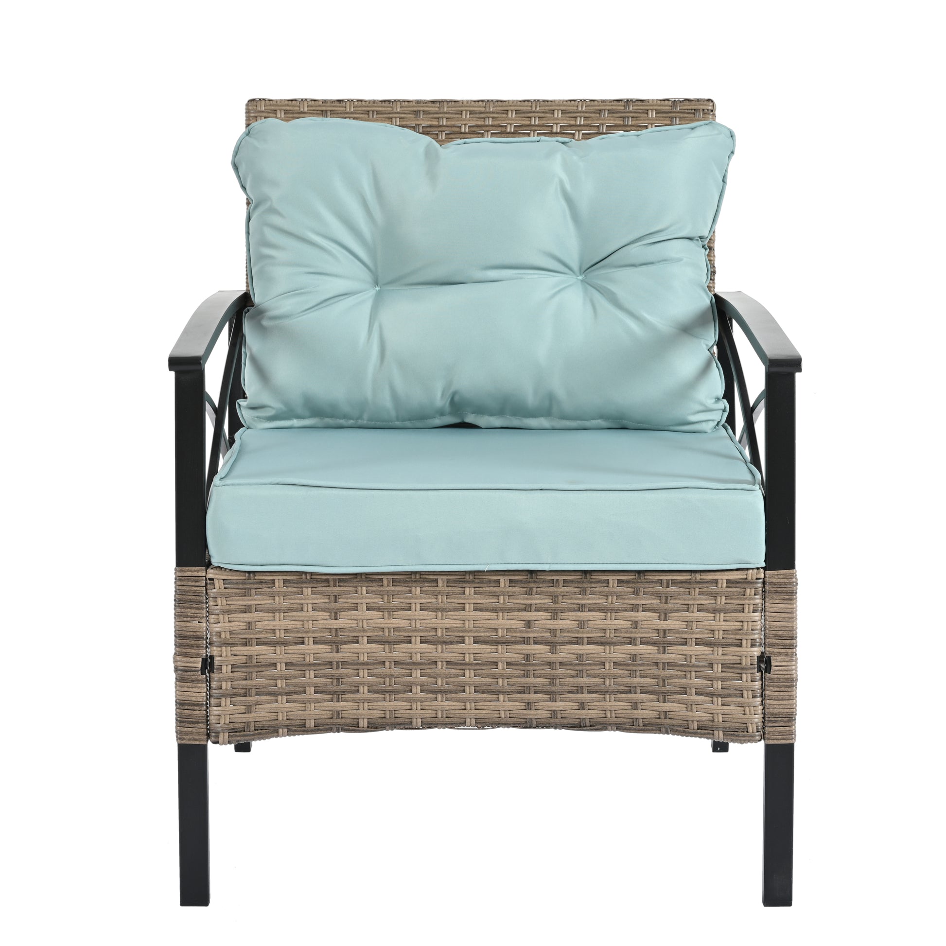 Patio Furniture, Outdoor Furniture, Seasonal Pe Wicker Furniture, Four Set Wicker Furniture With Black Metal Table Yes Brown Seats 4 Pe Rattan Iron Waterproof Fabric