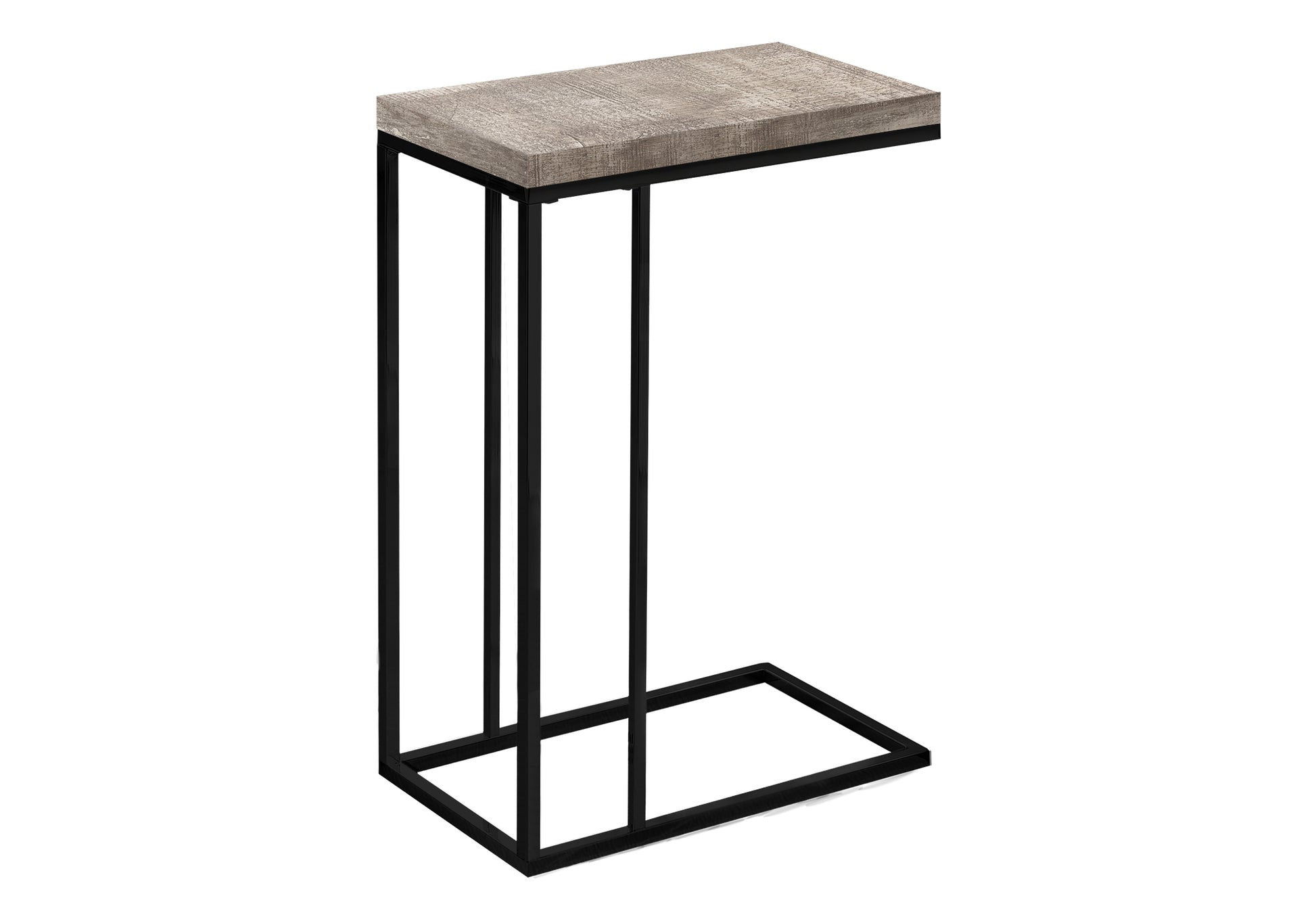 Accent Table, C Shaped, End, Side, Snack, Living Room, Bedroom, Beige Laminate, Black Metal, Contemporary, Modern Taupe Particle Board