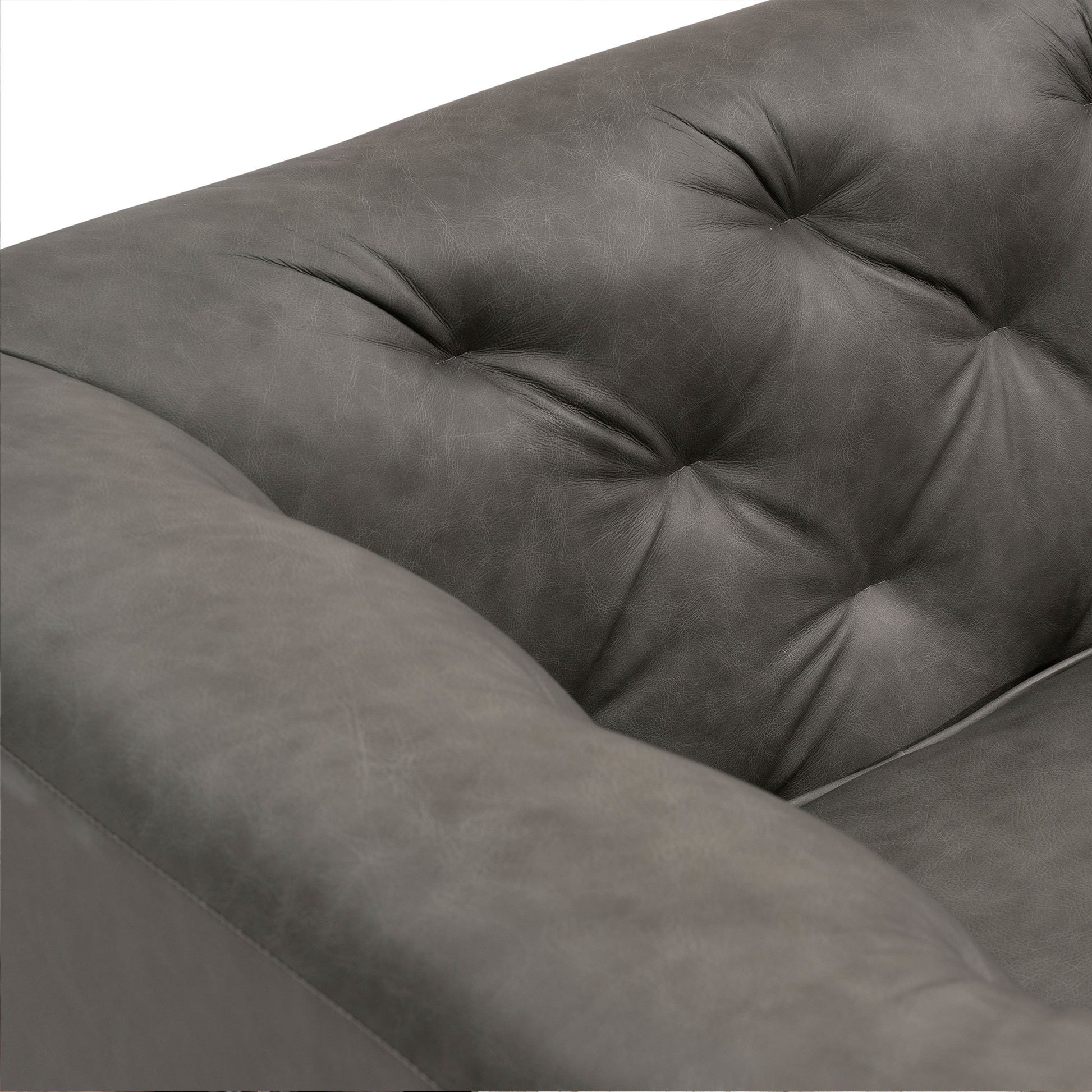 92.52 Inch Genuine Leather Couch 3 Seater Sofa With Tufted Back,Grain Leather Couch With Feather,Down Topper On Seating Surfaces Sofa For Living Room, Comfy Sofa Couch With Extra Deep Seats,Graphite Natural Graphite Genuine Leather 3 Seat