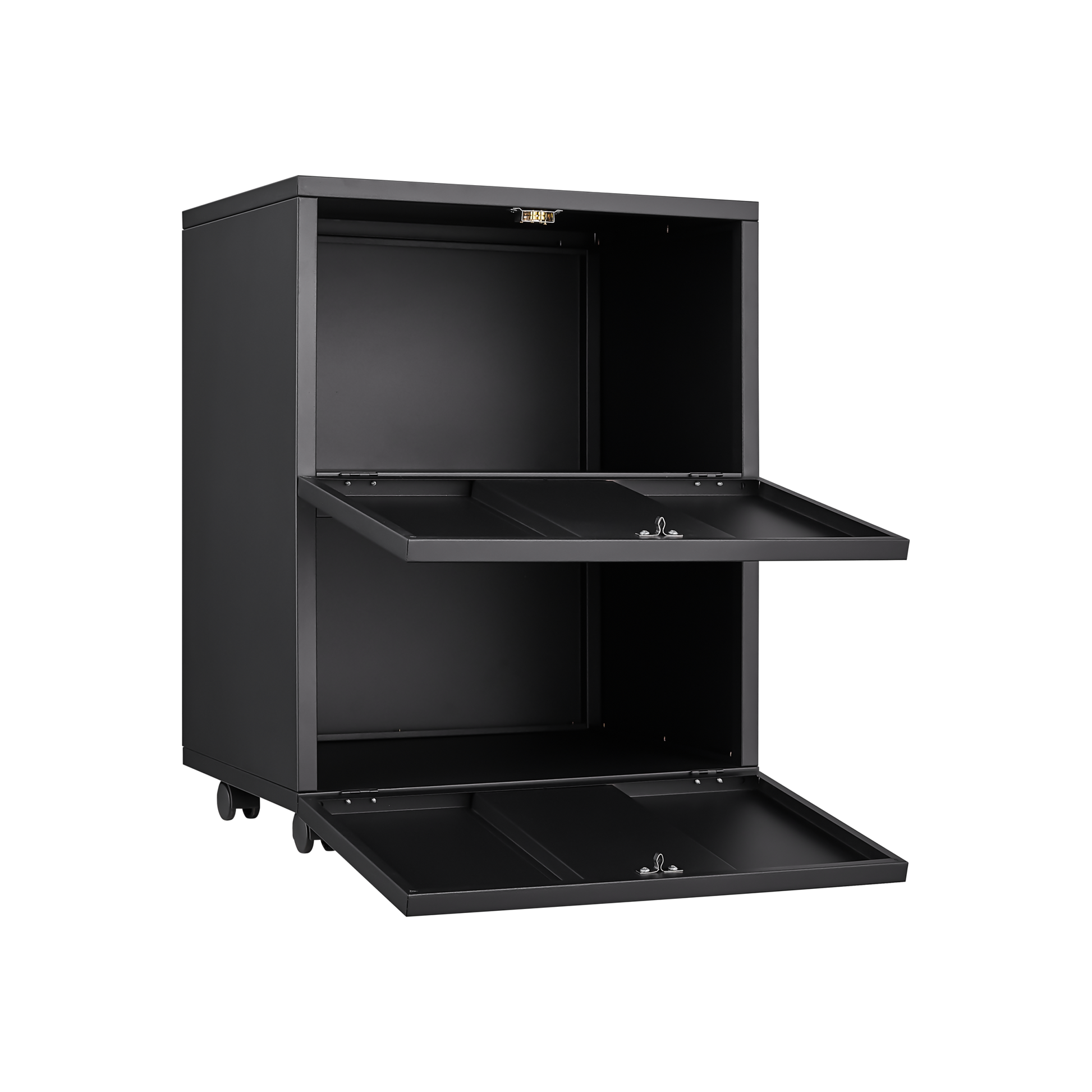 Office Furniture Copier Cabinet Black 2 Door Steel Copier Stand Mobile Pedestal File Printer Stand 1 2 Drawers Black Office Mobile Modern Metal Metal