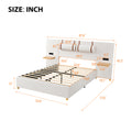 Full Size Upholstered Platform Bed, Two Outlets And Usb Charging Ports On Both Sides, Two Bedside Pillows, Storage Shelves,Velvet,Beige Full Beige Mdf Lvl