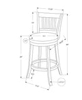 Bar Stool, Set Of 2, Swivel, Bar Height, White Wood, Grey Leather Look, Transitional White Foam Solid Wood