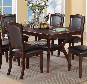 Formal Look 1Pc Dining Table W Shelve Solidwood Espresso Finish Dining Room Furniture Espresso Espresso Dining Room Classic,Contemporary,Modern,Transitional Rubberwood Rectangular Kitchen & Dining Tables Rectangular Solid Wood
