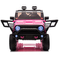 24V Two Seater Kids Ride On Truck Car W Parents Control,200W*2,Seat Width 20.28In,Four Wheel Suspension,Led Lights,Music,Mp3,Bluetooth,Two Independent Seat Belts,Suitable For Off Road For Kids Aged 3 Pink 100 149 Lbs Polypropylene