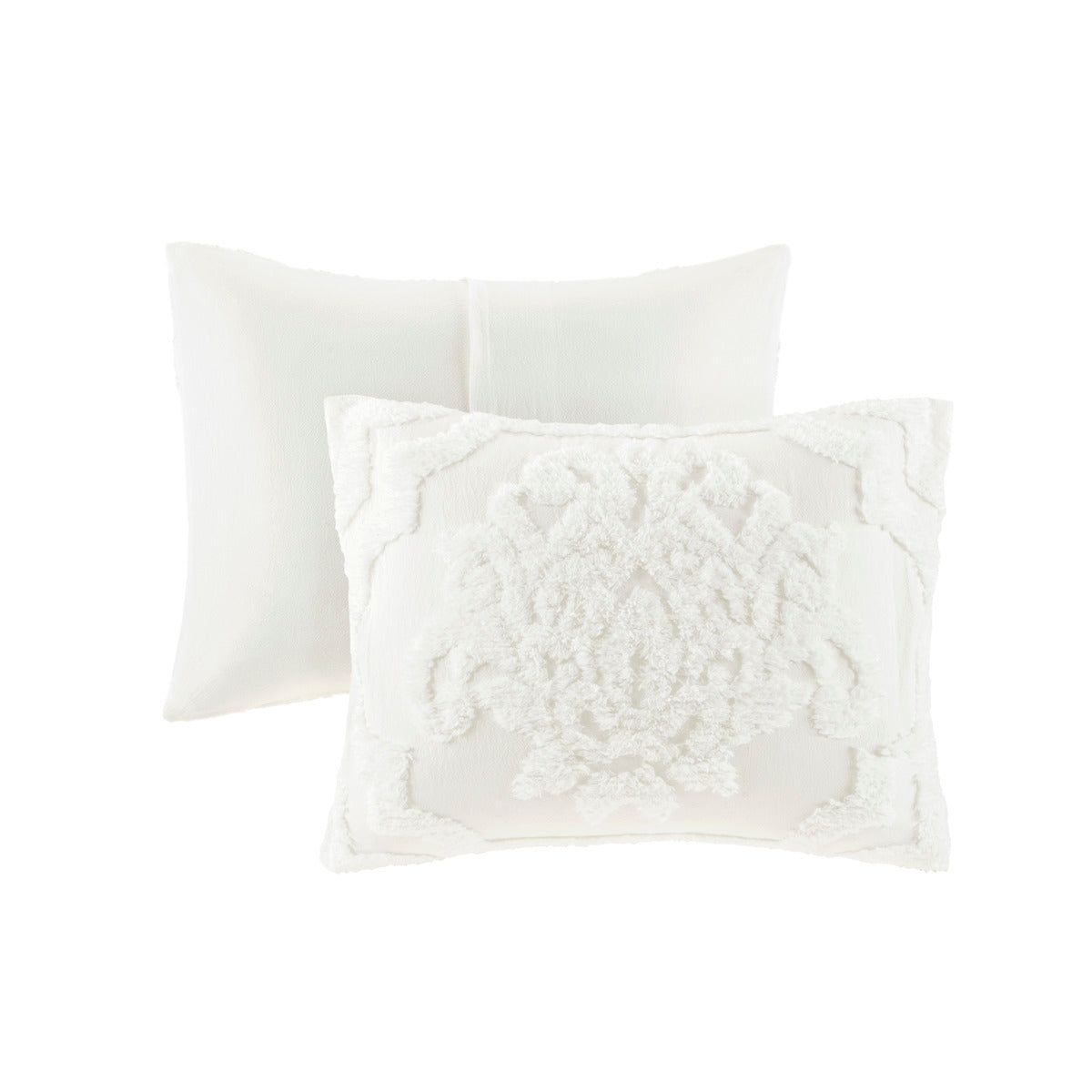 3 Piece Tufted Cotton Chenille Da Comforter Set Off White Full Queen Full Off White Cotton