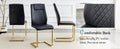A Modern Minimalist Style Round Transparent Tempered Glass Table With Gold Metal Legs, Paired With 6 Modern Pu Leather High Back Dining Chairs ,Bring A Luxurious Experience. Black Seats 6 Glass Metal