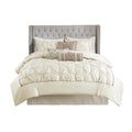 7 Piece Tufted Comforter Set Ivory Full Full Ivory Polyester