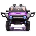 24V Two Seater Kids Ride On Truck Car W Parents Control,200W*2,Seat Width 20.28In,Four Wheel Suspension,Led Lights,Music,Mp3,Bluetooth,Two Independent Seat Belts,Suitable For Off Road For Kids Aged 3 Purple 100 149 Lbs Polypropylene
