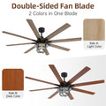 Modern 66 Inch Ceiling Fan With 6 Speed Wind 8 Blades Remote Control Reversible Dc Motor With Light Black Plywood