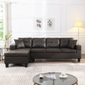 Sectional Sofa Set For Living Room With L Shape Chaise Lounge ,Cup Holder And Left Or Right Hand Chaise Modern 4 Seat Chocolate Brown Dark Brown Pu 4 Seat