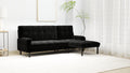 Black Corduroy Sectional Sofa: Convertible 3 Seaters Sofa, L Shaped Sofa, And Bed Black Velvet Metal Primary Living Space Medium Soft Loose Back Pillow Top Arms Foam Fabric Metal 3 Seat