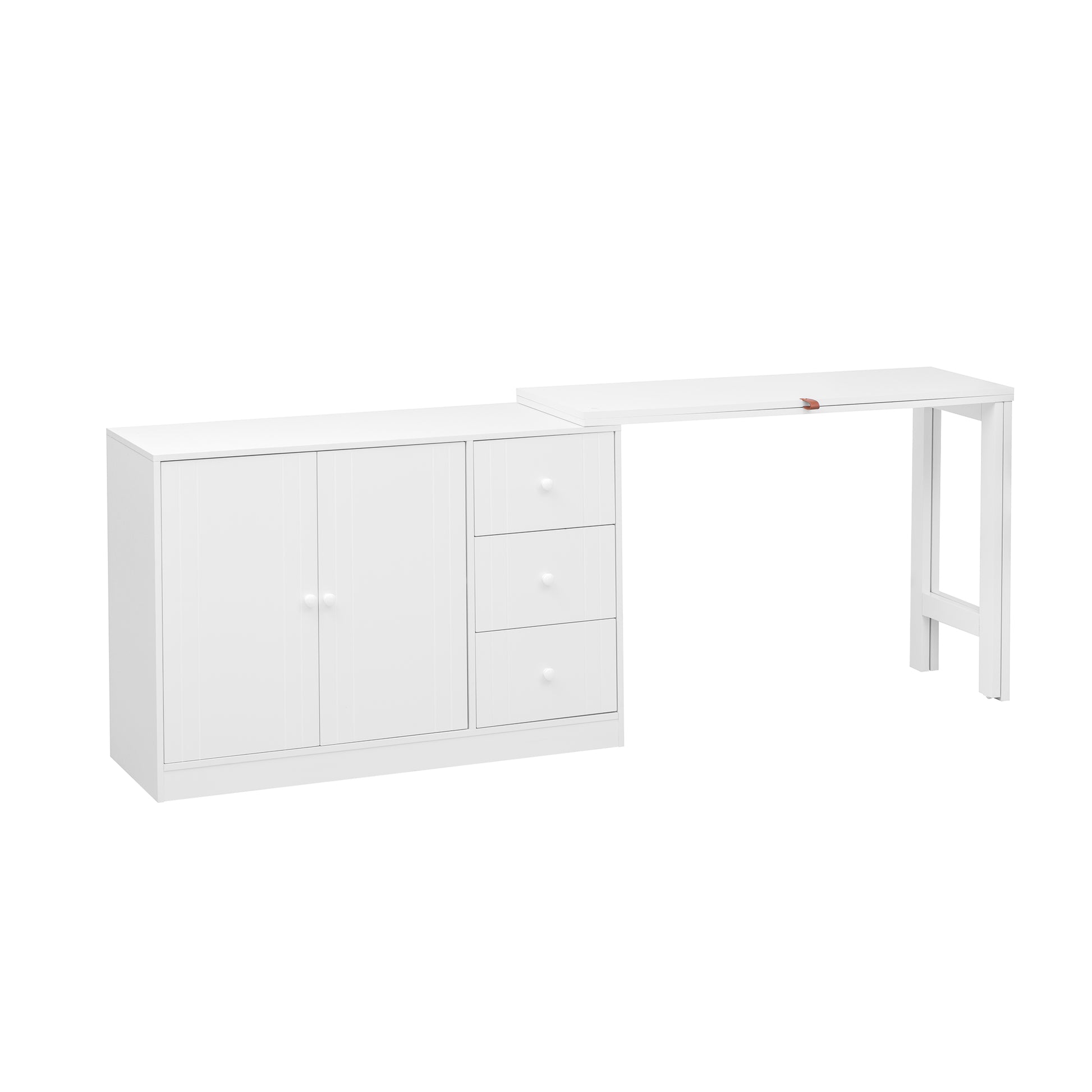 Innovative Sideboard That Effortlessly Converts Into A Dining Table And Adjustable Pull Out Top For Flexible Use,Suitable For Study,Entrance And Living Room White Primary Living Space American