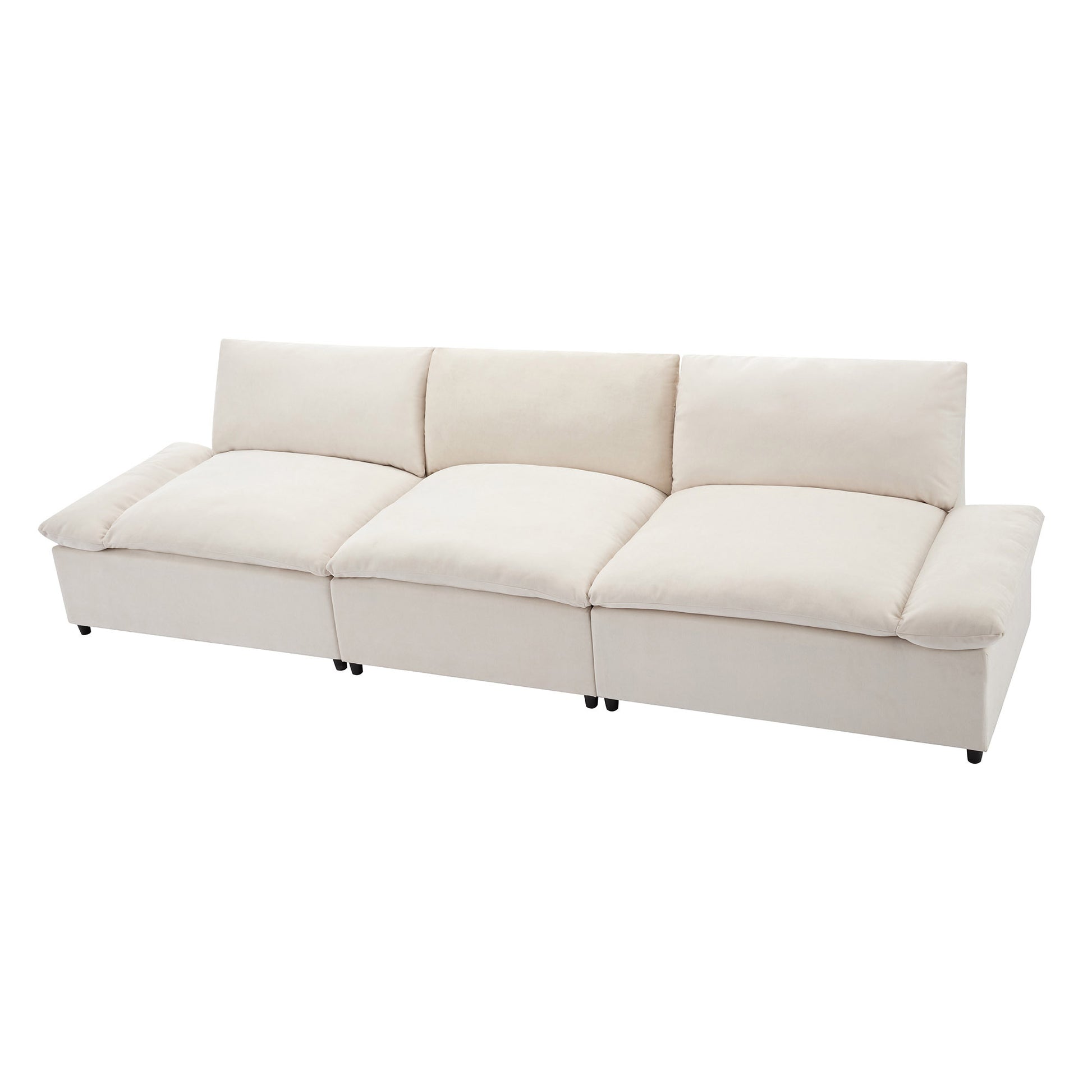 119.5'' 3 Seater Sofa With 2 Storage Unitsfor Living Room, Office, Apartment Beige Polyester 3 Seat