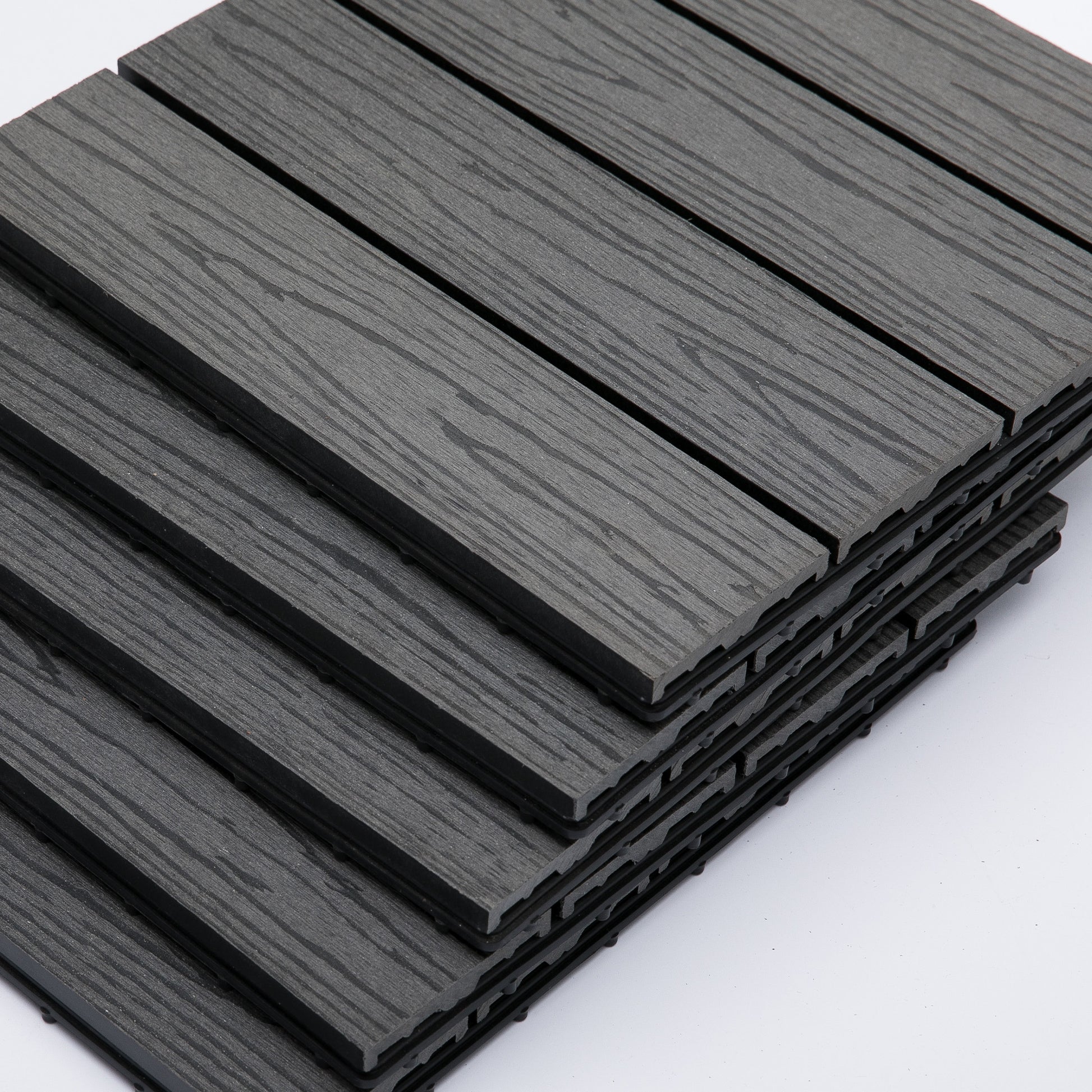Outsunny Interlocking Deck Tiles, Pack Of 11 Outdoor Flooring Patio Tiles, 12" X 12", All Weather For Porch, Balcony, Backyard For A Classic Look, Grey Gray Plastic