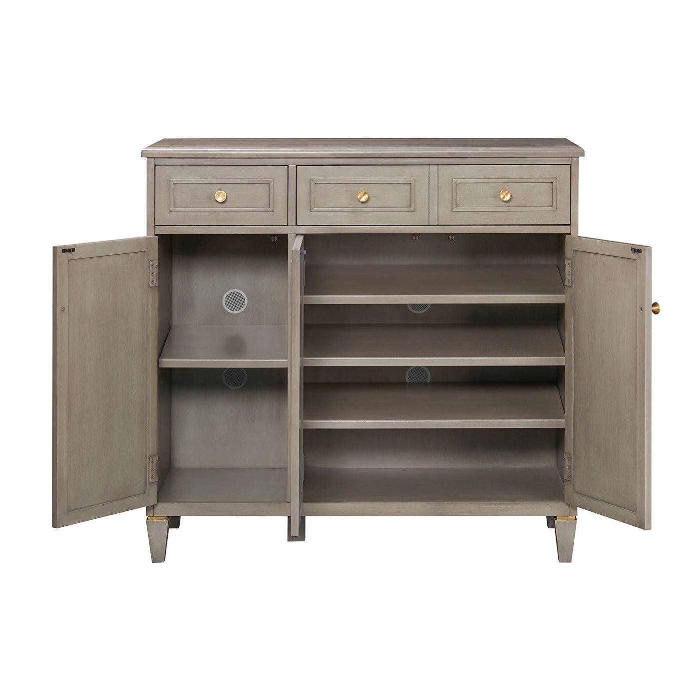 Dauphin Handpainted Entryway Storage Cabinet, Grey Cashmere Wood Gray Solid Wood Mdf Solid Wood Mdf