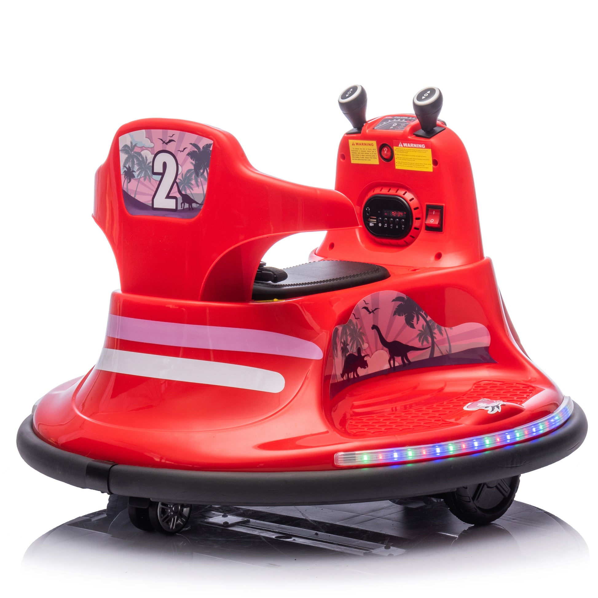 12V Kids Ride On Bumper Car W Parents Control,Rotate 360 Degrees,Two Handed Switch For Direction Control,Bumper Strip,Light Belt,Mp3 Music,Bluetooth,Provide A Speed Of 0.75Mph For Kids Of 2 5 Red 50