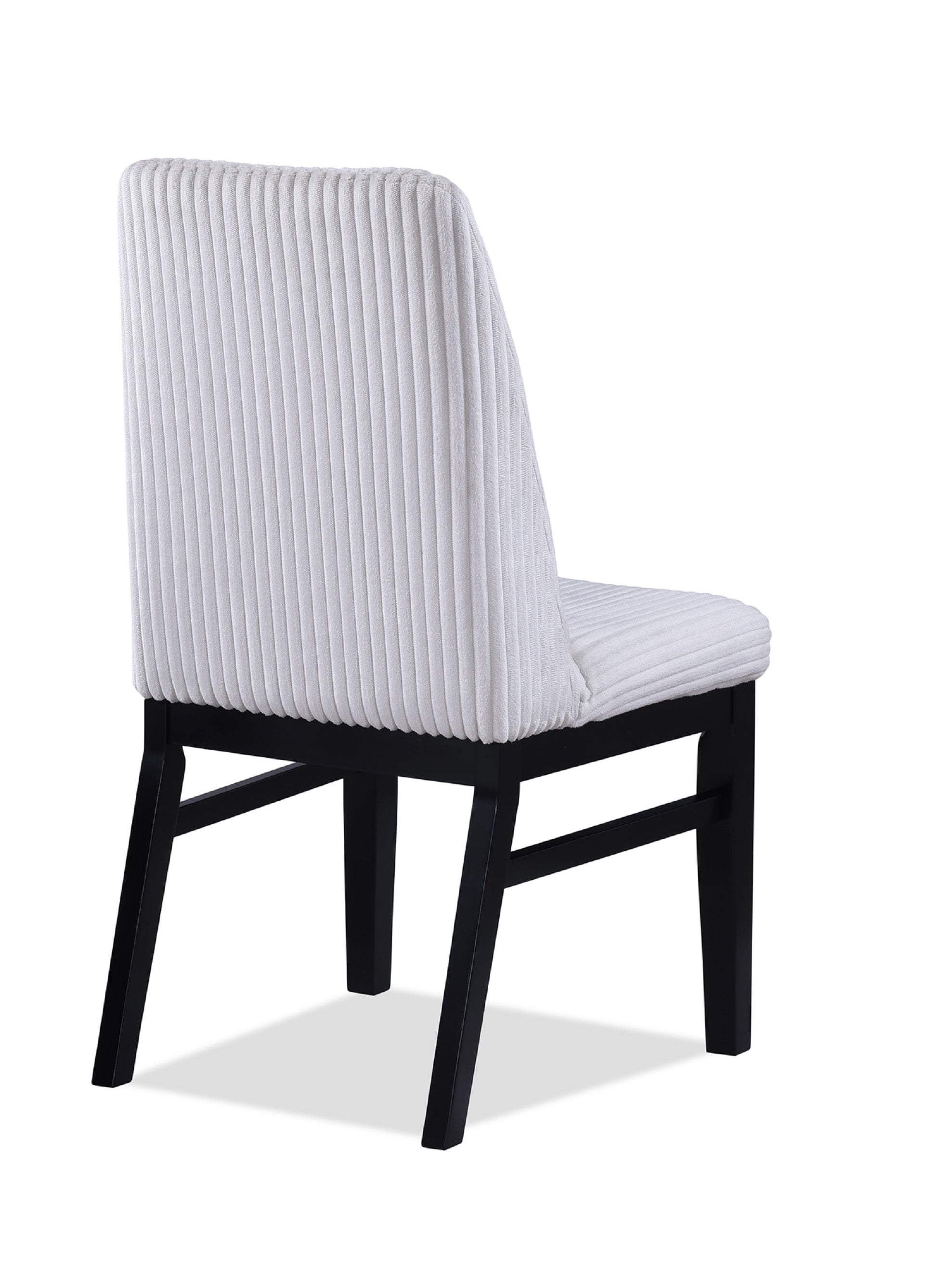 2Pc Contemporary Upholstered Side Chair White Textured Fabric Upholstered High Back Cushioned Seat Wooden Dining Room Home Furniture Black Finish White Black Dining Room Contemporary,Modern Dining