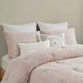 3 Piece Cotton Jacquard Comforter Set Blush Full Queen Queen Blush Cotton