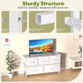 5 Drawers Dresser For Bedroom, Kidsroom Furniture, Wide Chest Of Drawers, Storage Organizer Units With Fabric Bins For Closet, White, Metal Frame, Waterproof Wood Top, Adjustable Feet White Wood