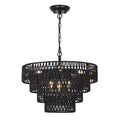 Boho 6 Light Rattan Chandelier Black Rattan Metal